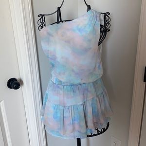 One Shoulder Pastel Tye-Dye Dress, never worn